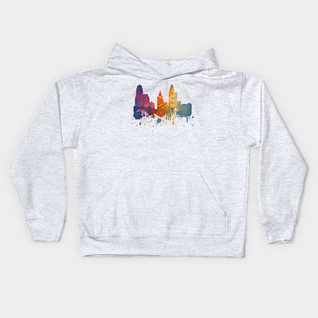 Cincinnati - Painted Skylines Kids Hoodie by DigitalShards